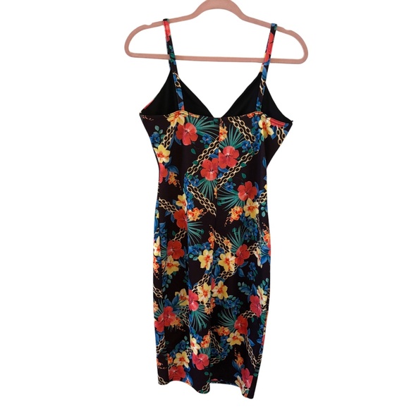 Jane Norman London Floral Tropical Bodycon Dress Black Multicolor US 8 / UK 12 - Picture 5 of 11